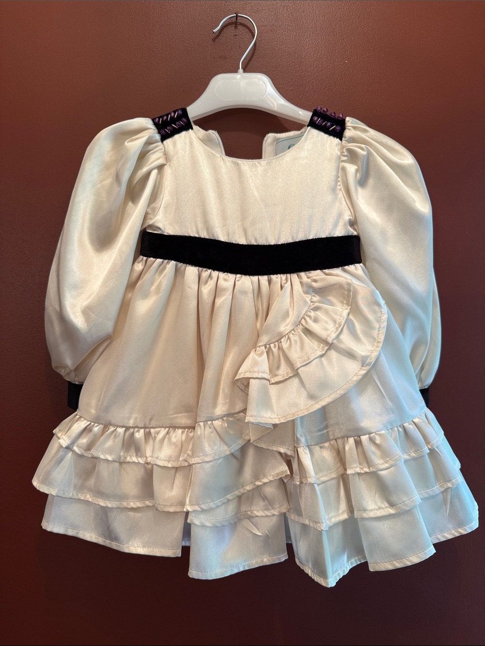 Petite Maison Kids - Ivory Ruffled Girls' Costume Dress with Black Accents